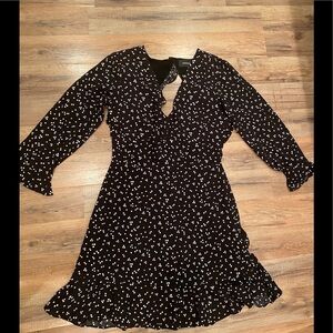 MINKPINK dandelion v neck dress printed black/size XS